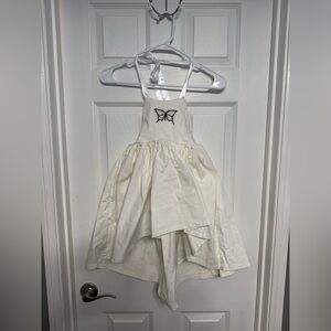 White Halter Hi low Dress with Butterfly Design